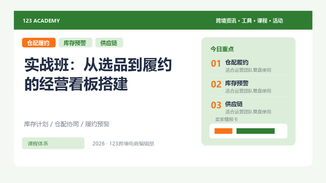 实战班：从选品到履约的经营看板搭建