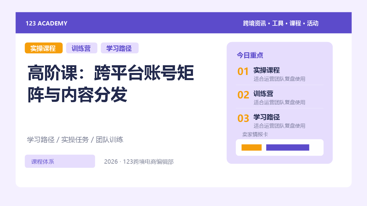 高阶课：跨平台账号矩阵与内容分发