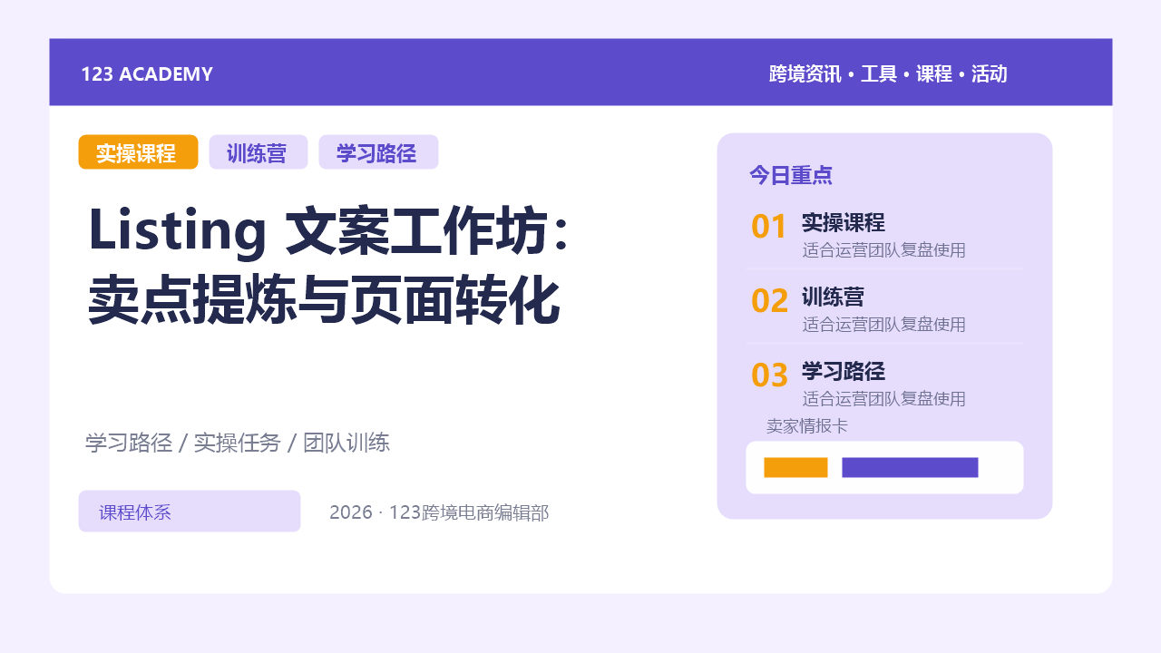 Listing 文案工作坊：卖点提炼与页面转化