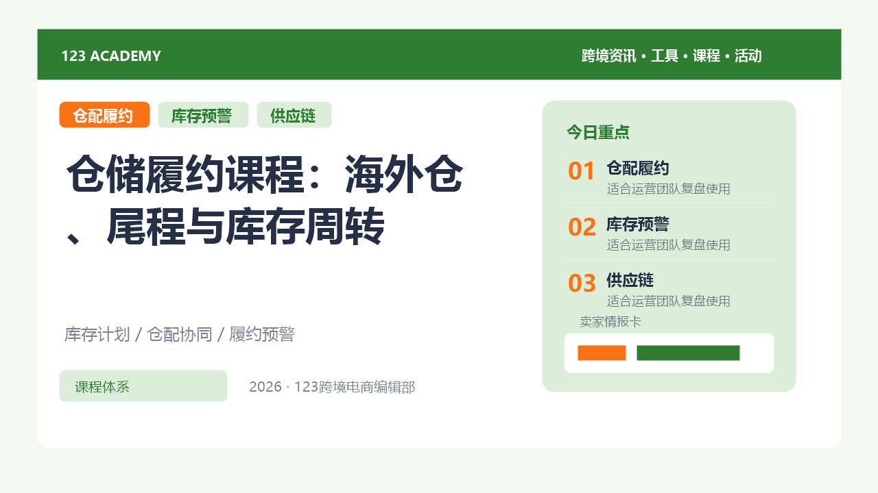 仓储履约课程：海外仓、尾程与库存周转
