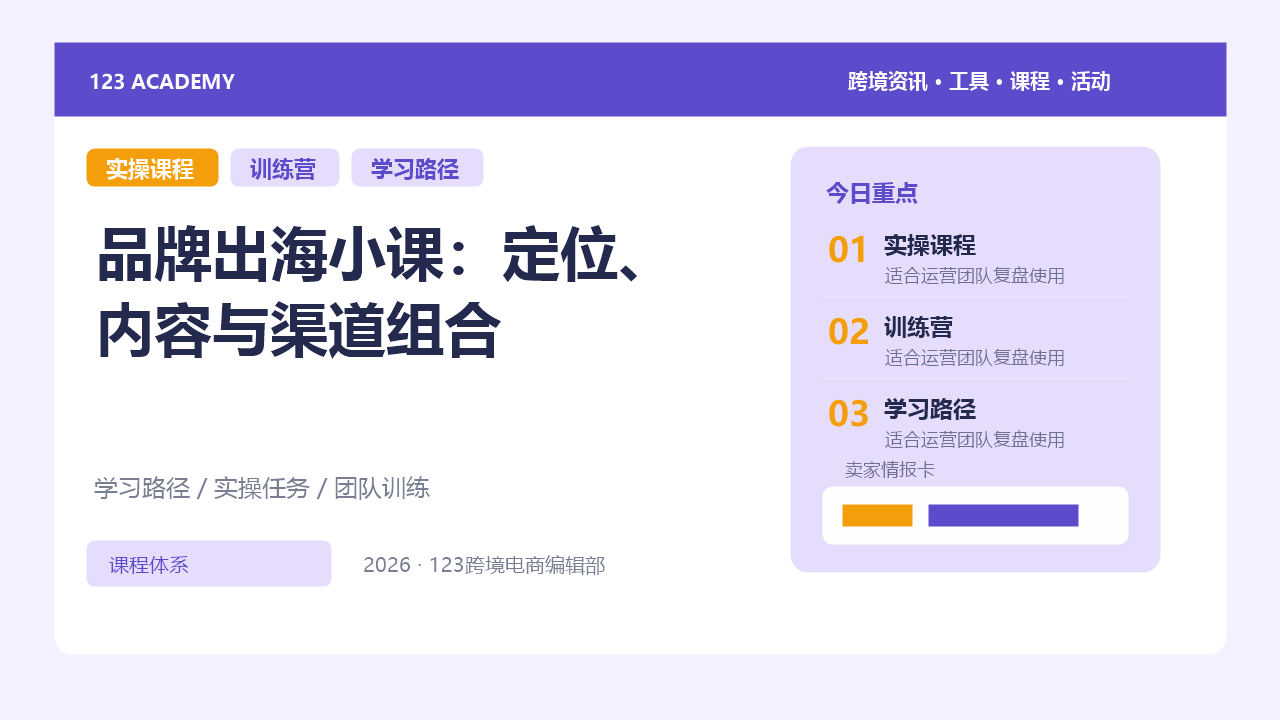 品牌出海小课：定位、内容与渠道组合