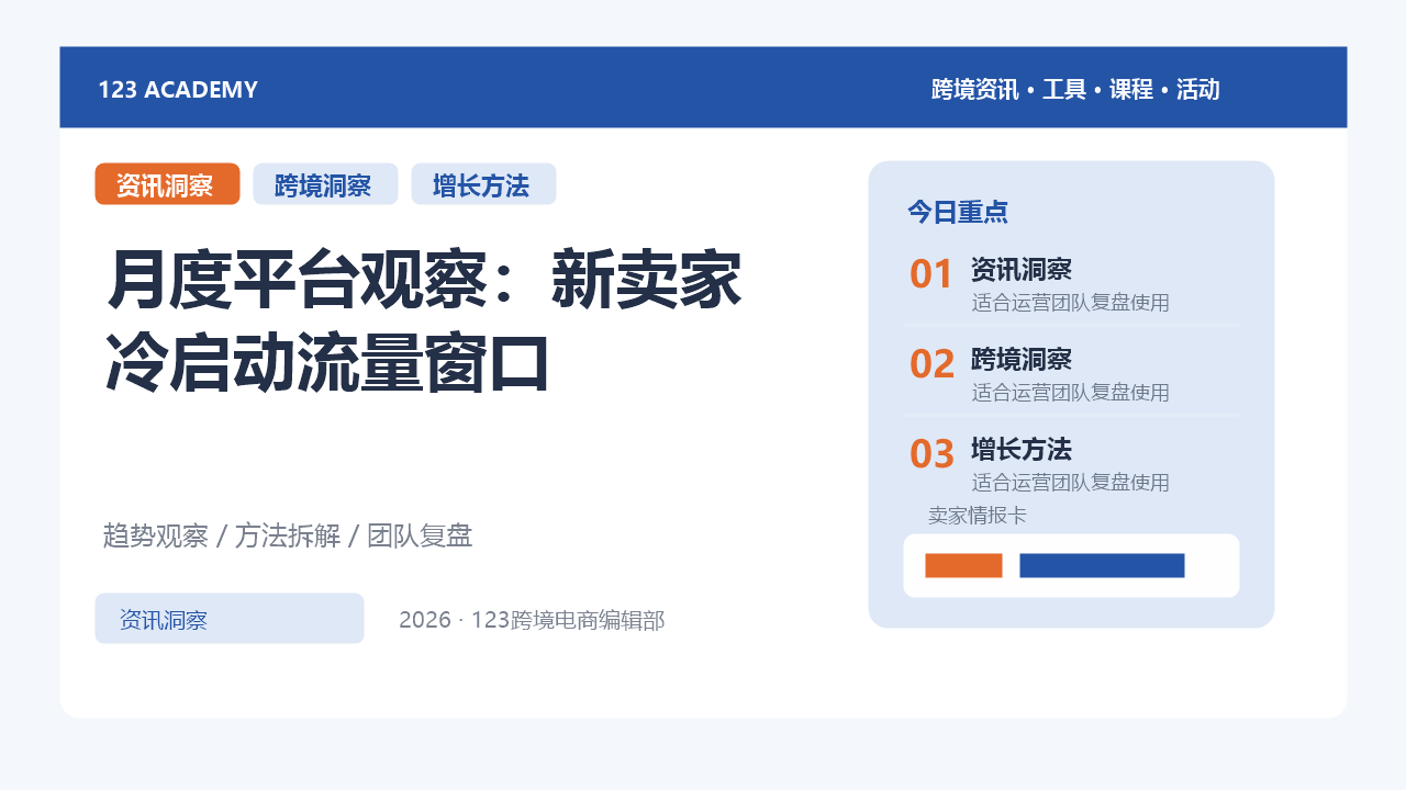 月度平台观察：新卖家冷启动流量窗口