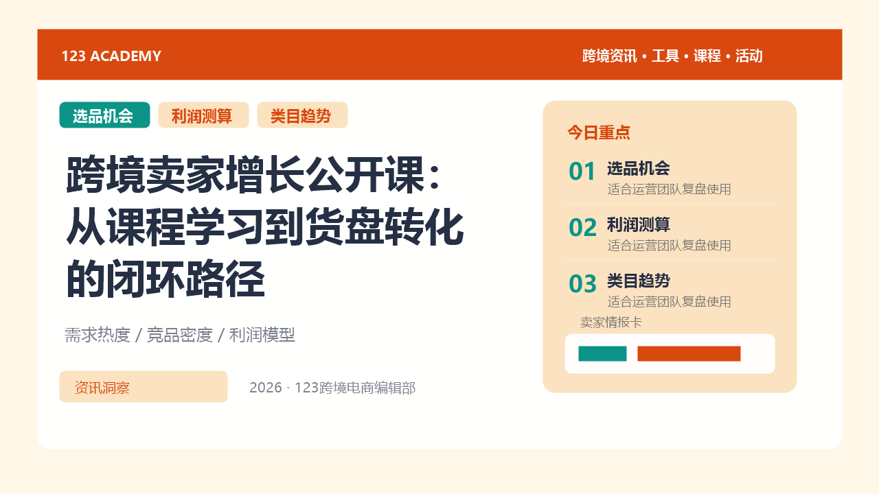 跨境卖家增长公开课：从课程学习到货盘转化的闭环路径