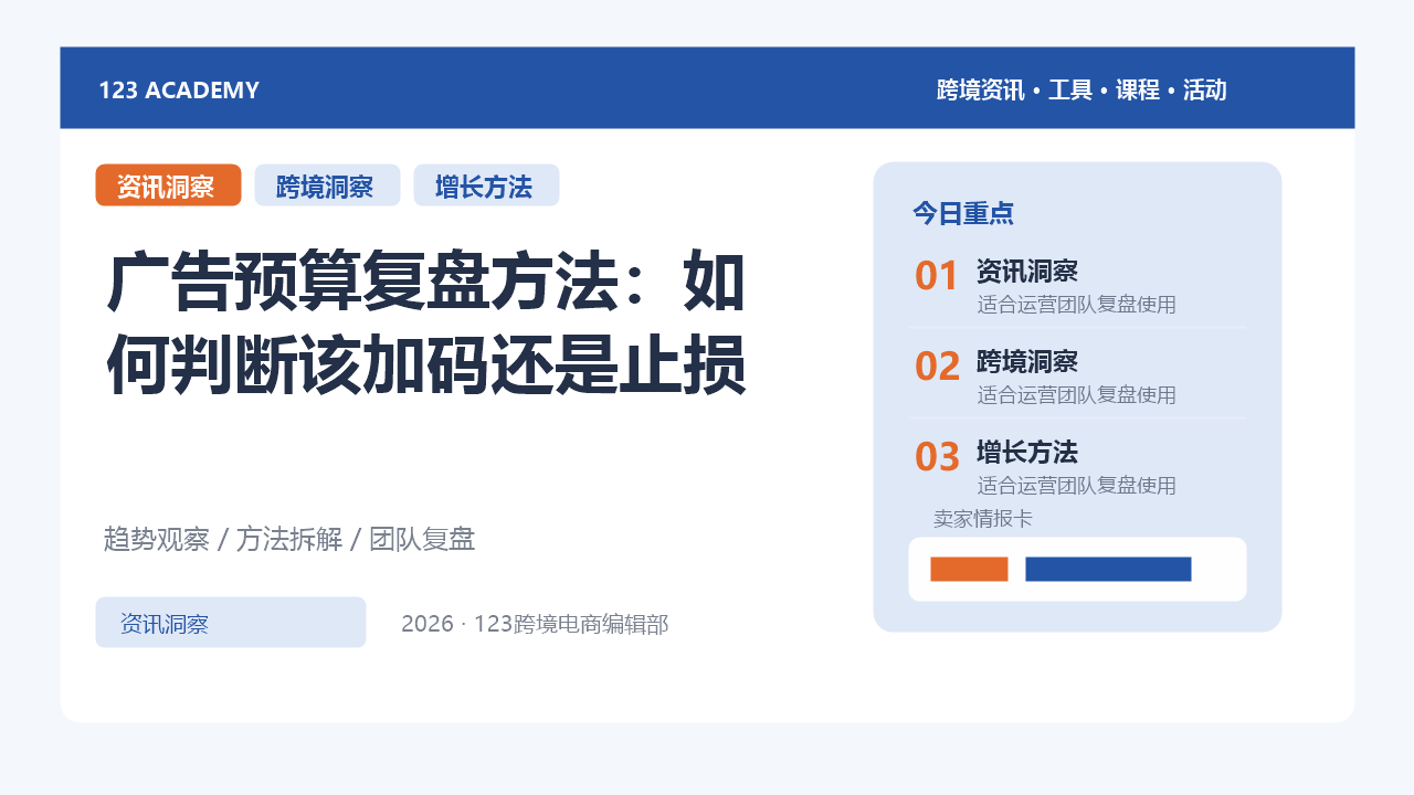 广告预算复盘方法：如何判断该加码还是止损