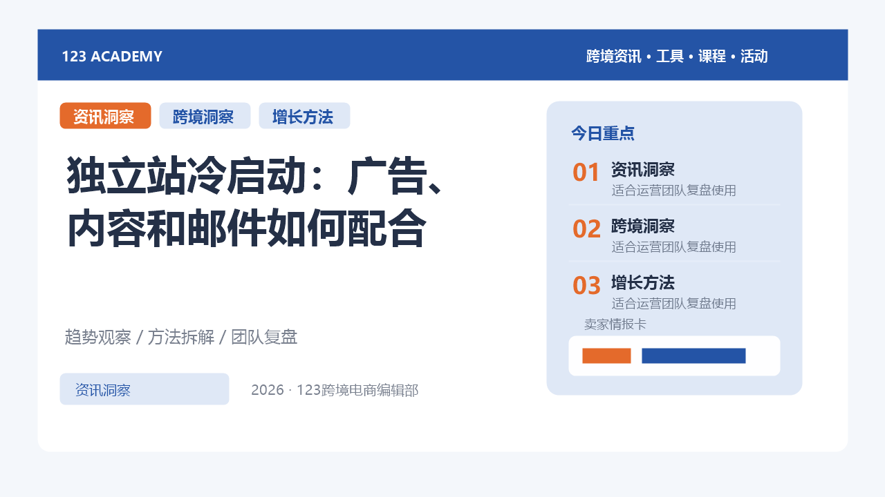 独立站冷启动：广告、内容和邮件如何配合